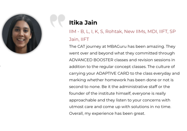 MBAGuru Student Testimonial Itika Jain